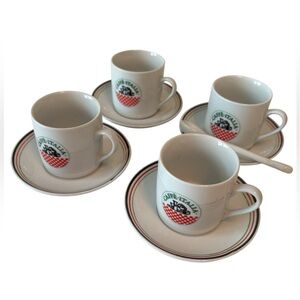 Set of Four Espresso Cups and Saucers “Caffe Italia”